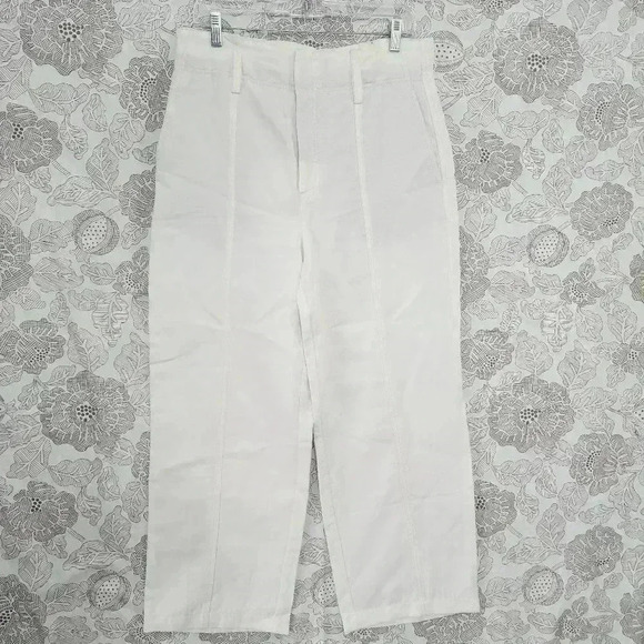 Vince Pants - Vince Linen Blend Wide Leg High Rise White Women's Pants 10